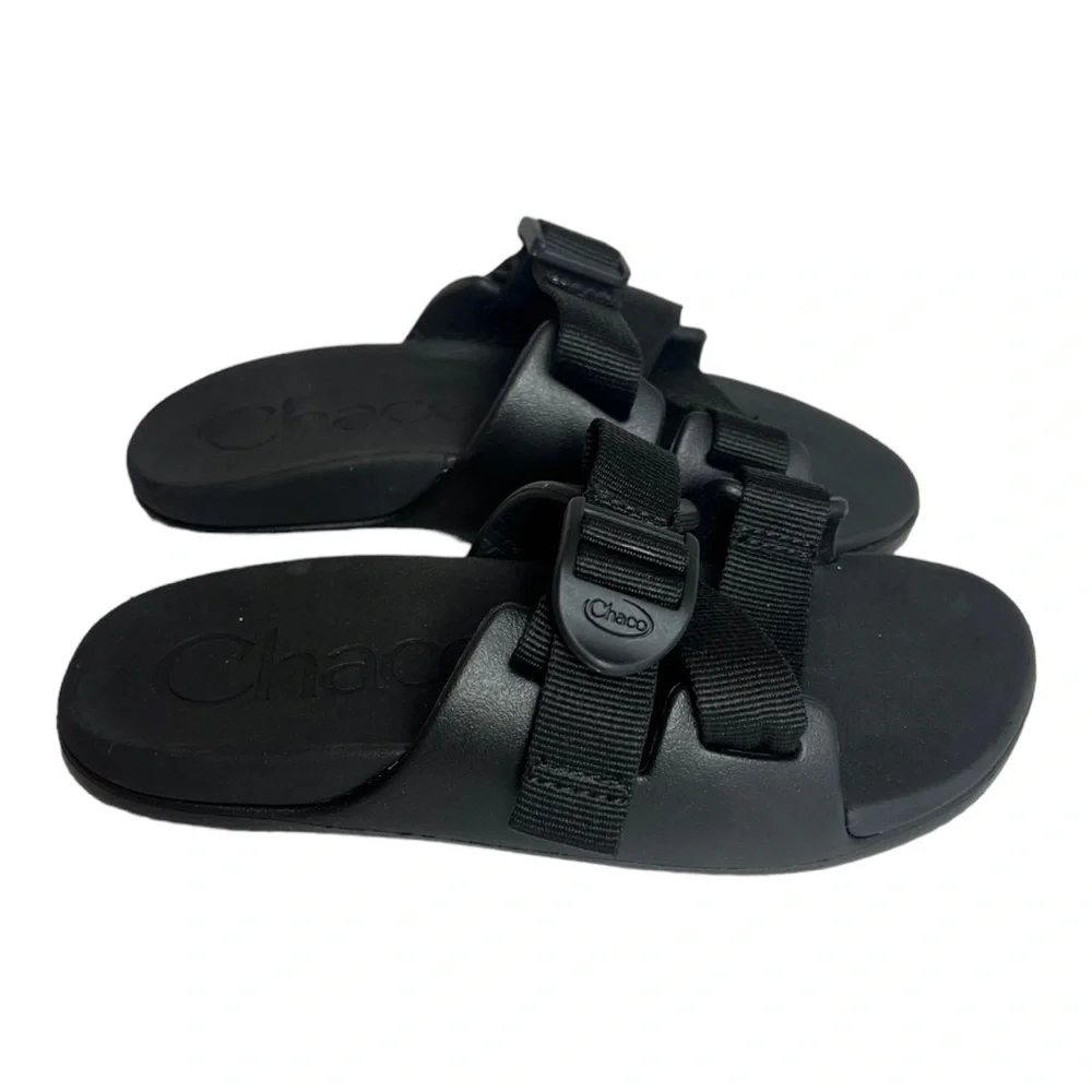 Chaco Sandals Kids Chillo Slides Flip Flop Solid Black Shoes Size‎ 1